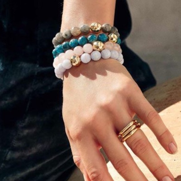 Gorjana NWT ✨ Power Gemstone Beaded Bracelet / Crystal Quartz - Picture 2 of 9